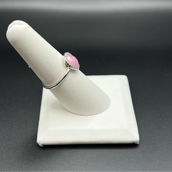 Sterling Silver Offset Oval Pink Ice Galaxy CZ Ring, size 7 - Picture 8 of 10